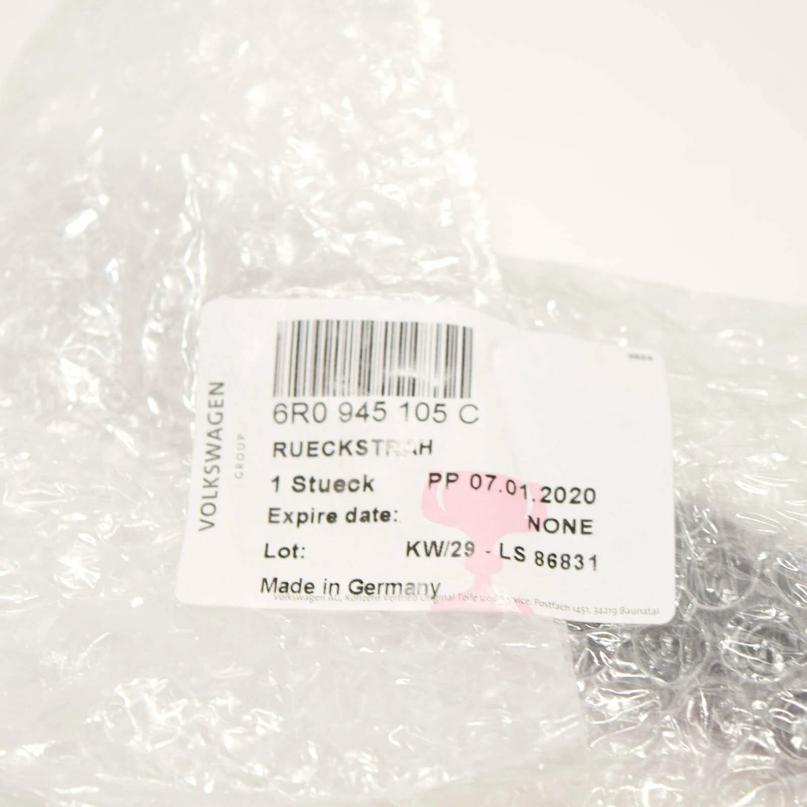 NEW VOLKSWAGEN POLO 6R REAR BUMPER LEFT REFLECTOR 6R0945105C