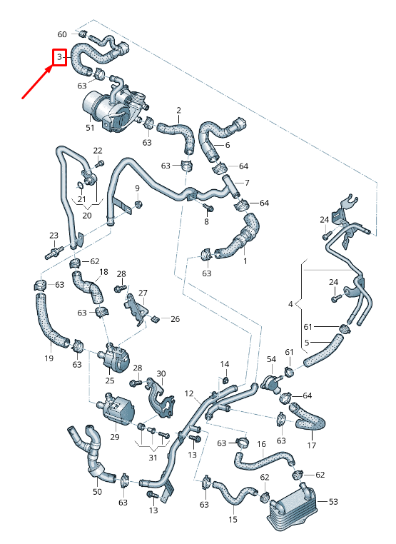 new audi q3 f3 coolant hose with quick release coupling 5qf122157c original