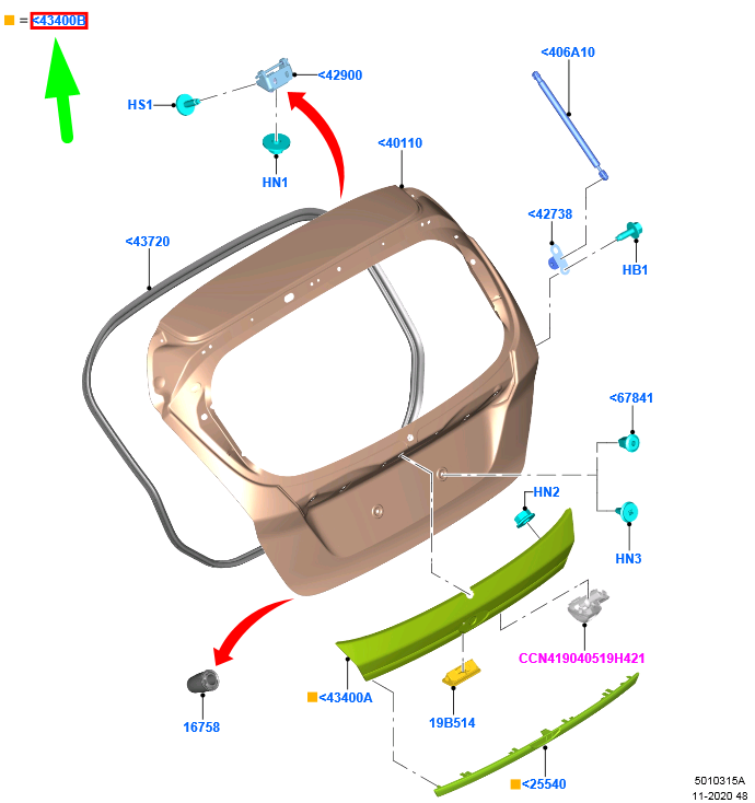 new ford fiesta mk6 wt tailgate handle 1841123 8a61-a43400-bdxwaa original