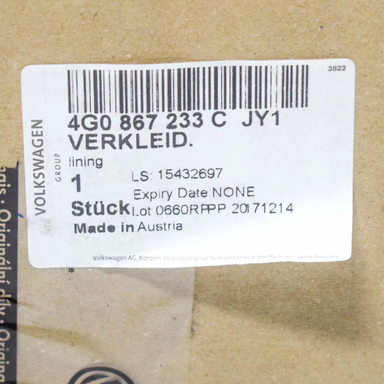 NEW AUDI A6 C7 FRONT LEFT A-PILLAR TRIM 4G0867233CJY1