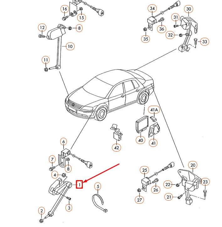 NEW VOLKSWAGEN PHAETON 3D FRONT LEFT LEVEL SENSOR WITH POLES 3D0941285E ORIGINAL