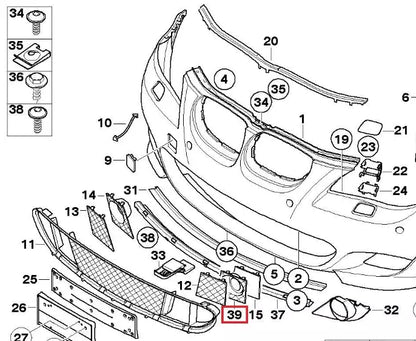 NEW BMW 5 E60 M SPORT FRONT BUMPER LOWER LEFT GRILL TRIM 7897185 ORIGINAL
