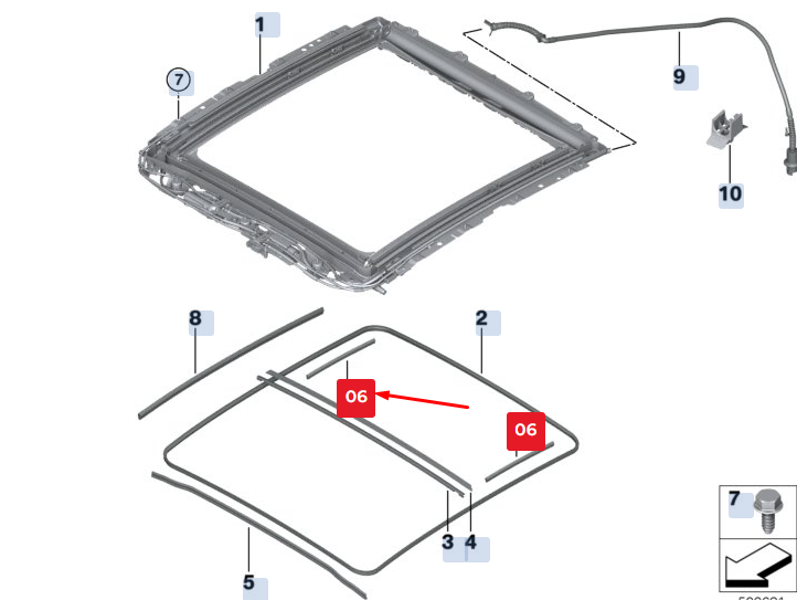 new bmw x2 f39 roof side acoustic seal 54107461831 7461831 original