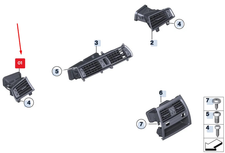 NEW BMW 5 GRAN TURISMO F07 LEFT DASHBOARD FRESH AIR GRILLE 64229142582 ORIGINAL