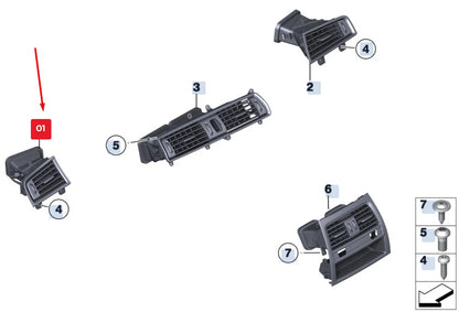 NEW BMW 5 GRAN TURISMO F07 LEFT DASHBOARD FRESH AIR GRILLE 64229142582 ORIGINAL