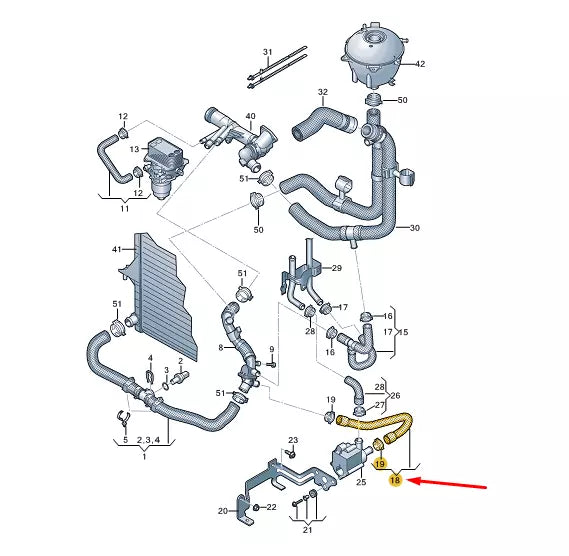 NEW VW TRANSPORTER VI T6 COOLANT HOSE 7E0121096AL