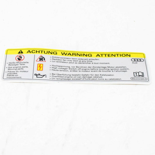 NEW AUDI A1 8X HIGH VOLTAGE SIGN LABEL 8K0010520A ORIGINAL
