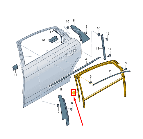 new audi a8 d5 rear left door window guide 4n5839431 original
