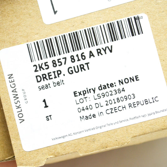 NEW VOLKSWAGEN CADDY 2K REAR RIGHT SEATBELT 2K5857816ARYV ORIGINAL