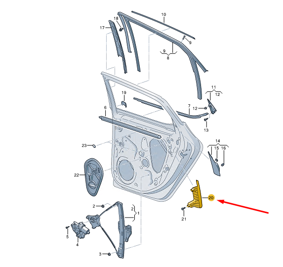 new cupra formentor rear left door guide rail 5ff839613 original