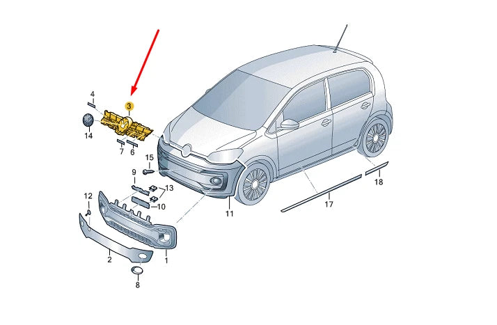 NEW VOLKSWAGEN UP FRONT RADIATOR GRILLE 1S0853653A9B9 ORIGINAL