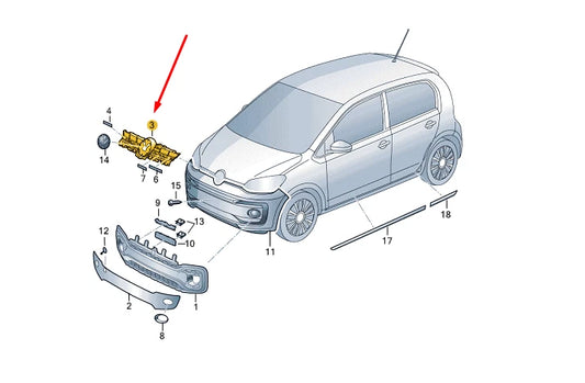 NEW VOLKSWAGEN UP FRONT RADIATOR GRILLE 1S0853653A9B9 ORIGINAL
