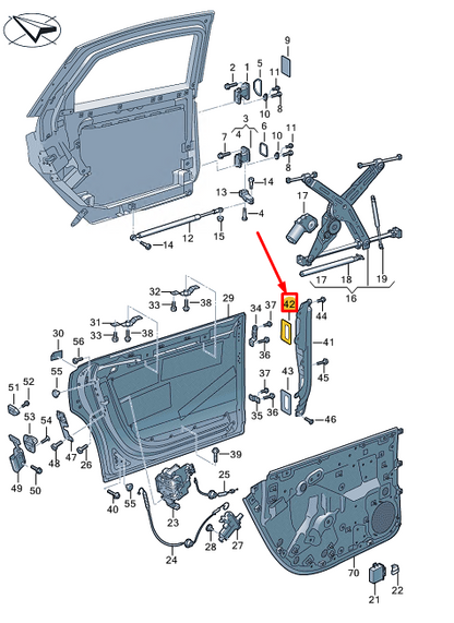 new audi a8 d5 rear right upper door hinge reinforcement seal 4n6839598 original
