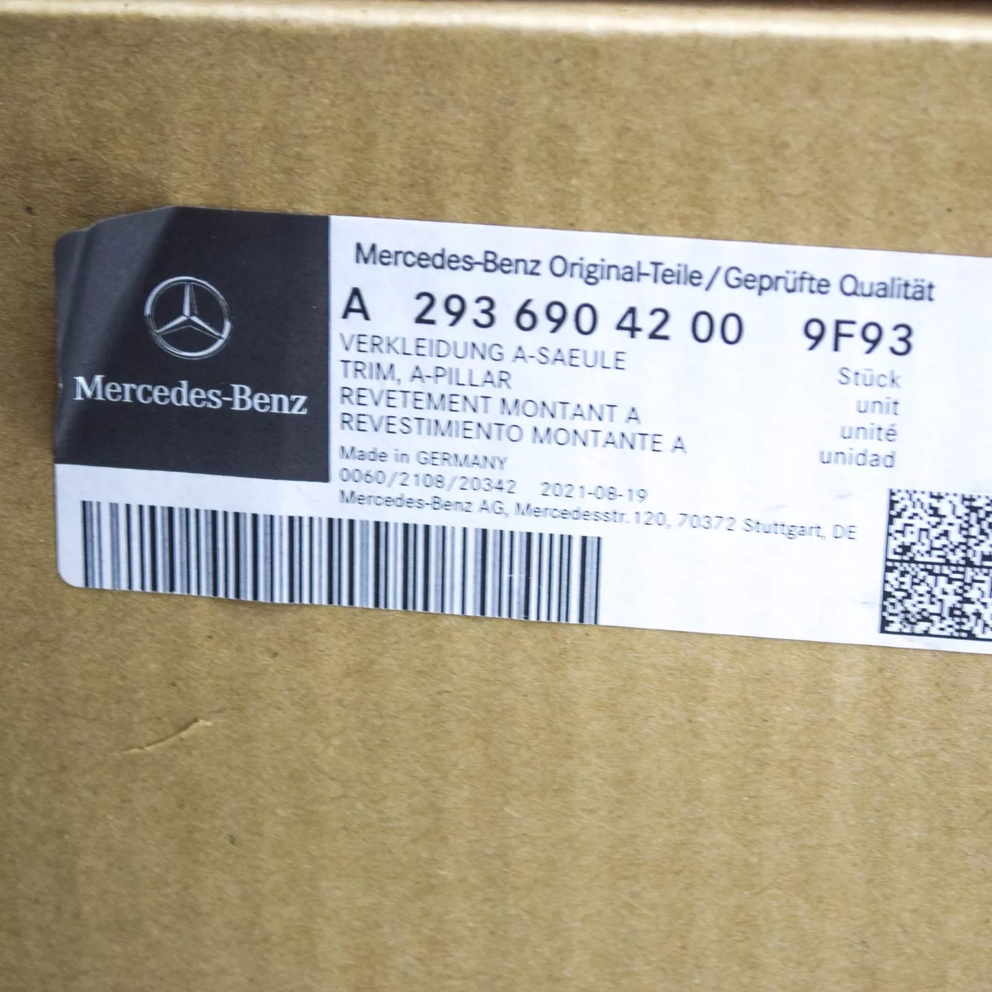 NEW MERCEDES-BENZ EQC RIGHT A-PILLAR TRIM A29369042009F93 ORIGINAL