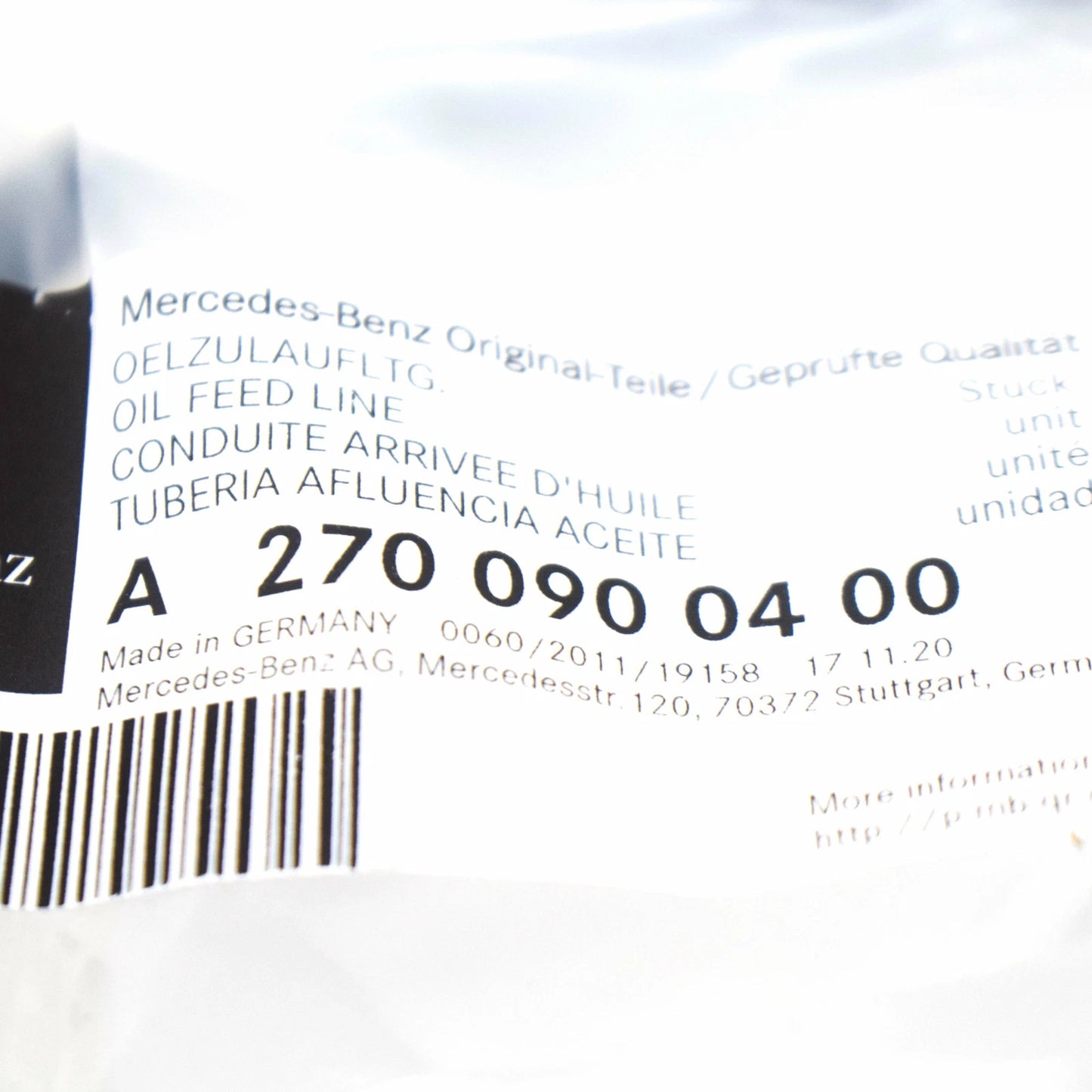 NEW MERCEDES-BENZ GLA X156 TURBOCHARGER OIL FEED PIPE LINE A2700900400 ORIGINAL