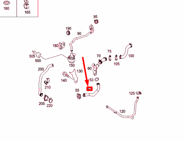 NEW MERCEDES-BENZ ML W164 ENGINE TO INTERMEDIATE PIECE HOSE A1645060435 ORIGINAL