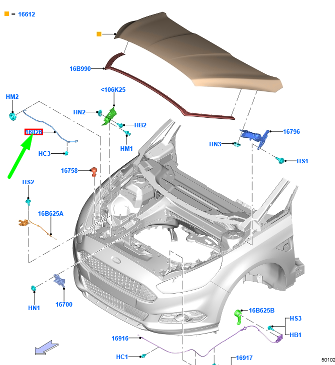 new ford galaxy mk3 front hood stay 2209884 original