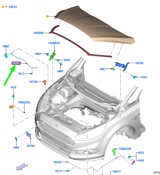 new ford galaxy mk3 front hood stay 2209884 original