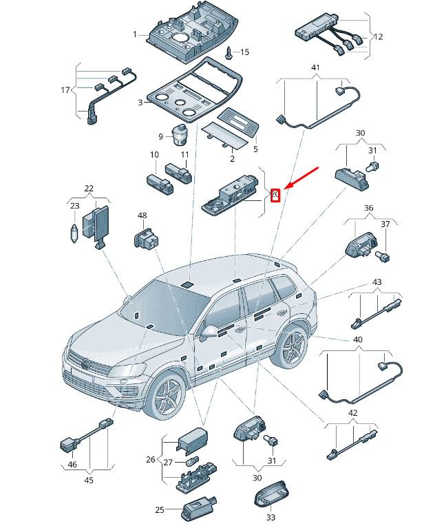 NEW VW TOUAREG 7P MK2 RIGHT INTERIOR LED READING LIGHT 7P6947292AB82V ORIGINAL