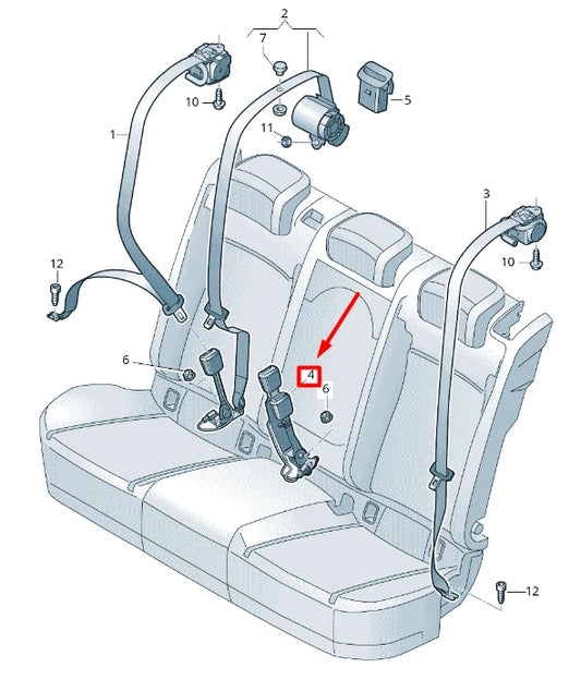NEW VOLKSWAGEN T-ROC A11 REAR LEFT SEAT DOUBLE BUCKLE 2GA857739MNB