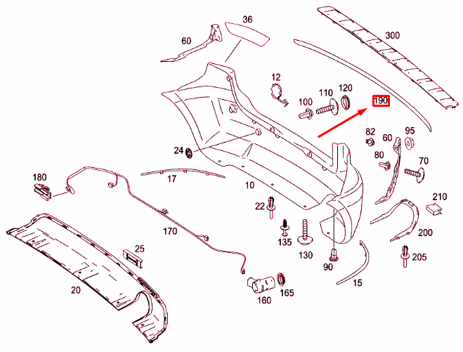 NEW MERCEDES-BENZ B W245 REAR BUMPER TRIM STRIP A1696980062 ORIGINAL