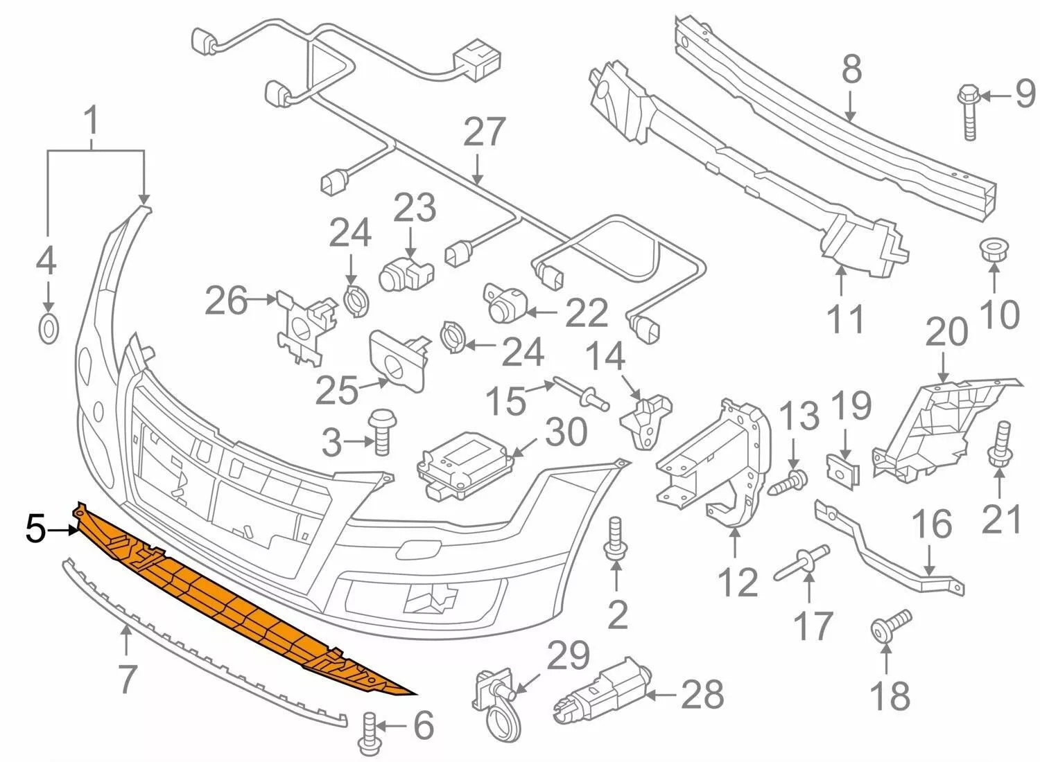 NEW AUDI A7 4G FRONT BUMPER DEFLECTOR 4G8807611A ORIGINAL
