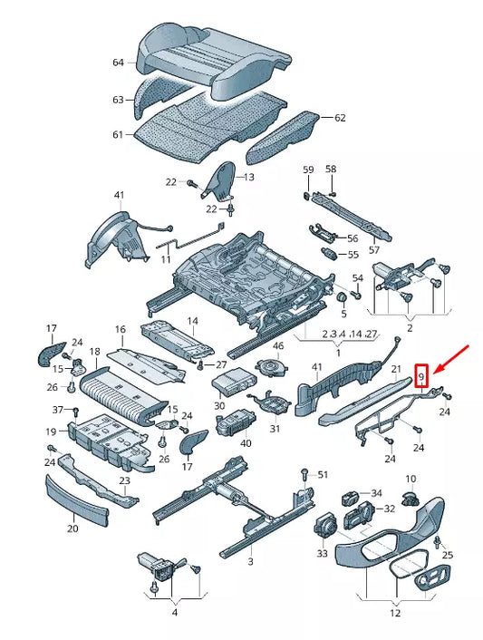 NEW AUDI E-TRON GEN FRONT RIGHT OUTER SEAT TRIM RETAINER 4K0881560B