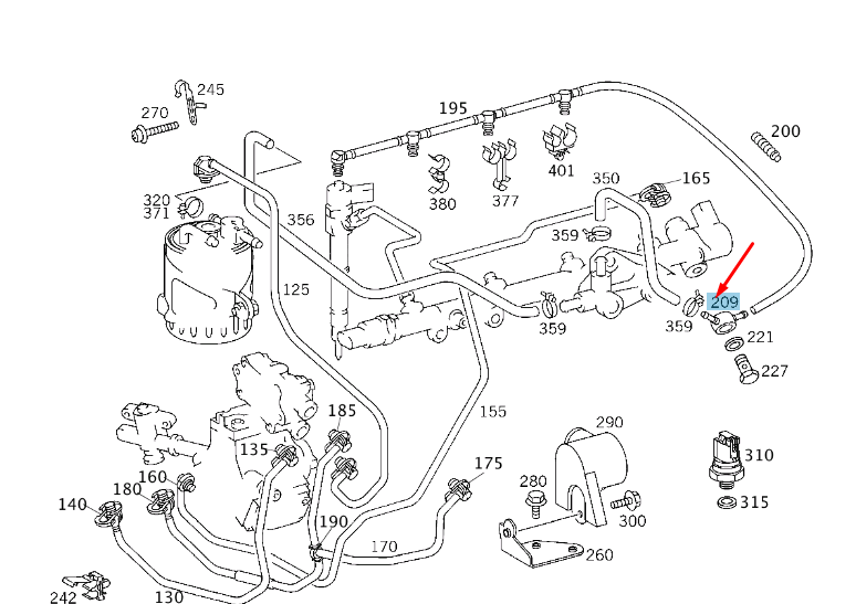 NEW MB C W203 FUEL DISTRIBUTOR LEAK LINE BANJO UNION A0000780233 ORIGINAL