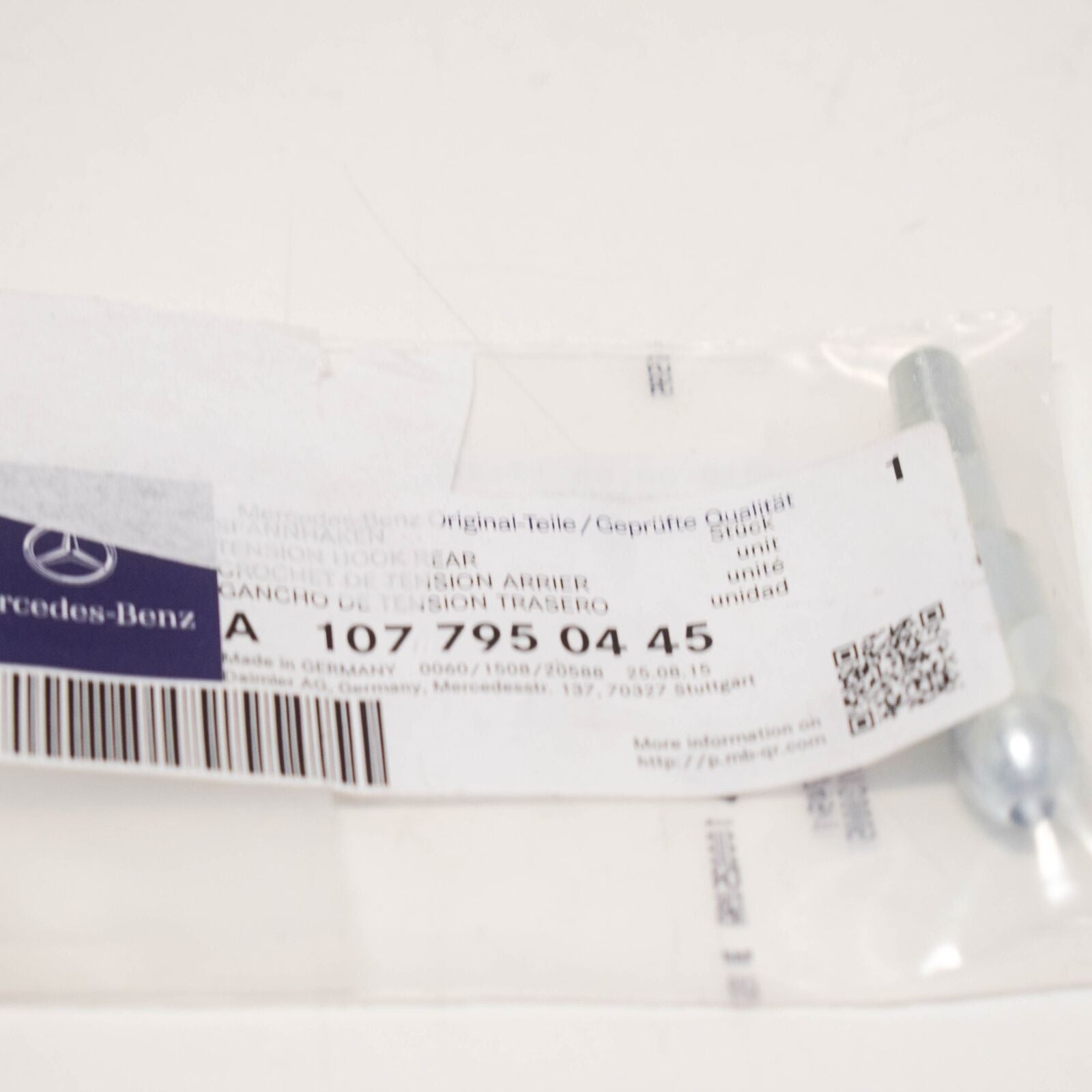 NEW MERCEDES-BENZ SL R107 REMOVABLE HARD TOP-LOCK BOLT A1077950445 ORIGINAL