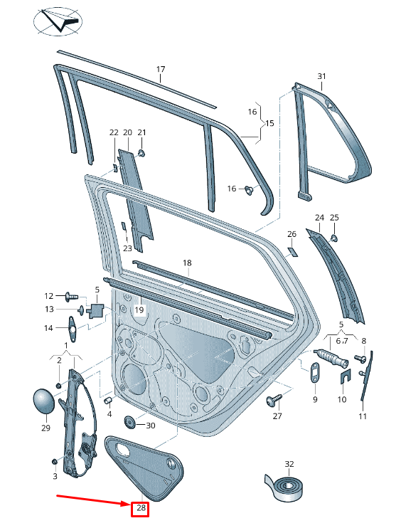new skoda kodiaq ns rear right door side panel cover 565839916b original