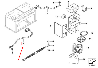 new bmw z3 coupe e36 negative battery cable 65128401356 8401356 original