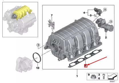 NEW BMW 5 E60 INTAKE MANIFOLD GASKET SEAL 11617521181 7521181 ORIGINAL