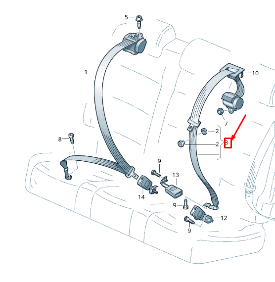 new audi q5 8r rear center seatbelt 8r0857807axit 8r0857807a xit original