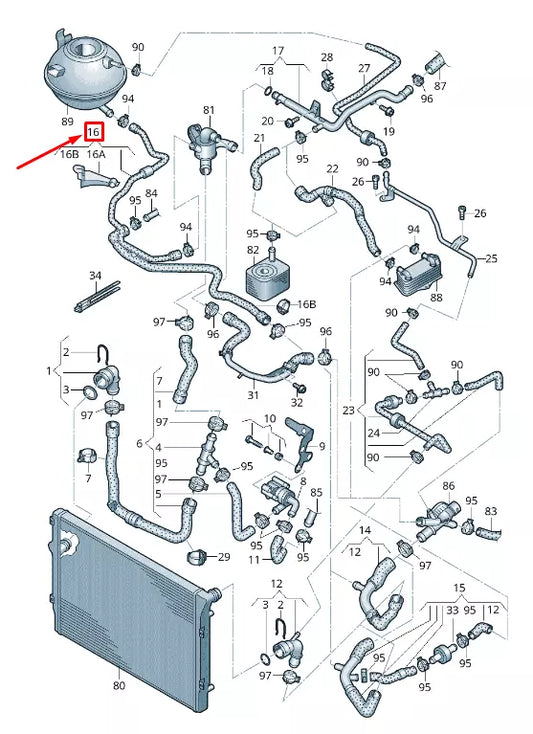 NEW AUDI TT 8J ENGINE COOLANT HOSE 8J0121051P