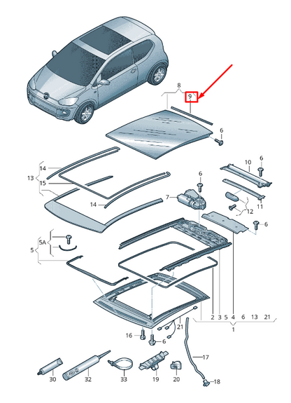 new audi q2 ga rear sunroof glass seal 8x0877297b original