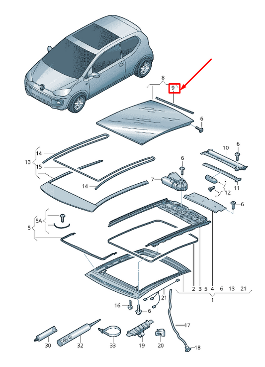 new audi q2 ga rear sunroof glass seal 8x0877297b original