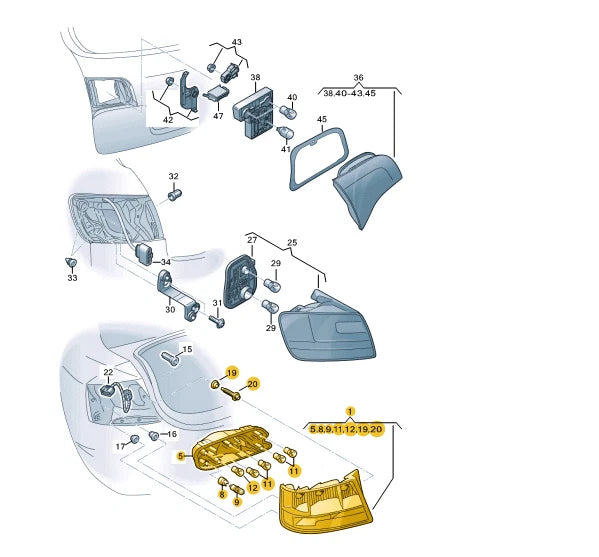 NEW AUDI A6 C6 REAR LEFT TAILLIGHT 4F5945095L ORIGINAL