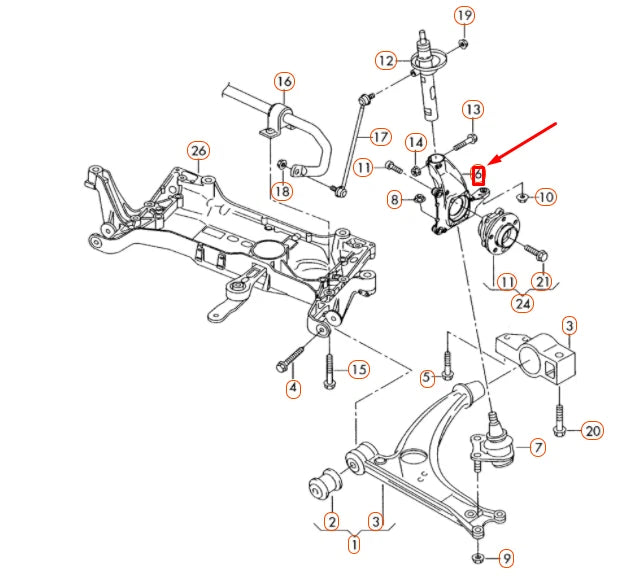 NEW AUDI TT 8J FRONT RIGHT WHEEL BEARING HOUSING 8J0407254D ORIGINAL