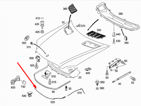 NEW MB GL-CLASS X164 BONNET HOOD RELEASE CABLE A1648800259 ORIGINAL