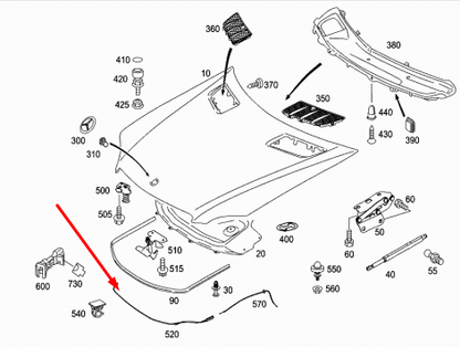 NEW MB GL-CLASS X164 BONNET HOOD RELEASE CABLE A1648800259 ORIGINAL