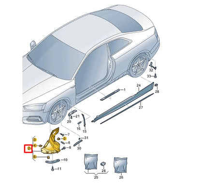 NEW AUDI A5 CABRIO F57 FRONT LEFT INNER FENDER FRONT PART 8W6853887R ORIGINAL