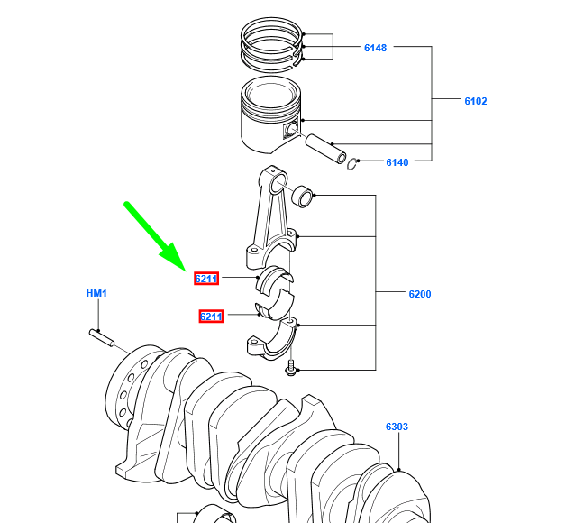 new ford focus mk3 connecting rod bearing 6m5g-6211-ba 1371841 original