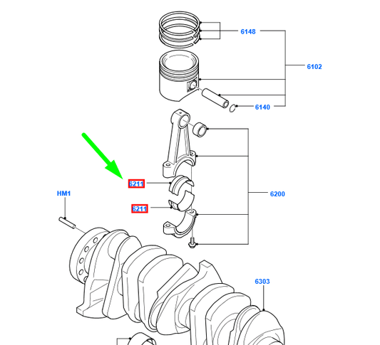 new ford focus mk3 connecting rod bearing 6m5g-6211-ba 1371841 original