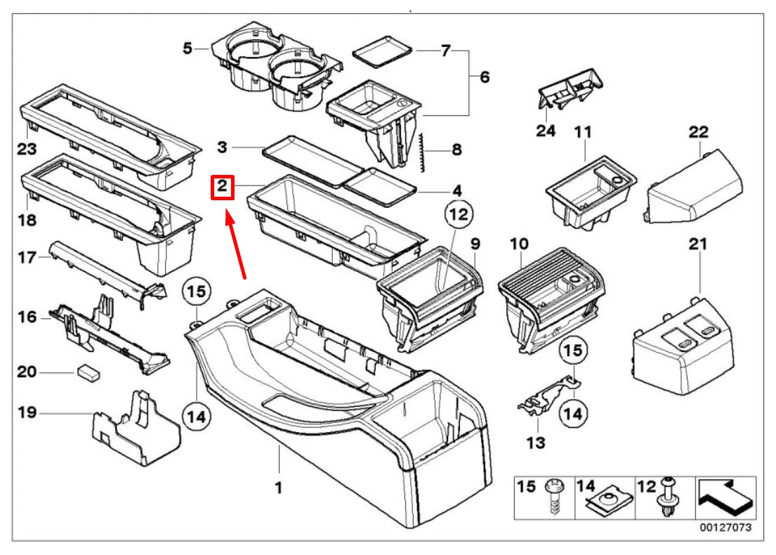NEW BMW 3 E46 CENTER CONSOLE STORAGE TRAY 8248498 51168248498 ORIGINAL