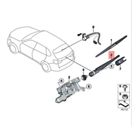 NEW BMW X5 F15 F85 M REAR TAILGATE WINDOW WIPER ARM 7294431 61627294431 ORIGINAL
