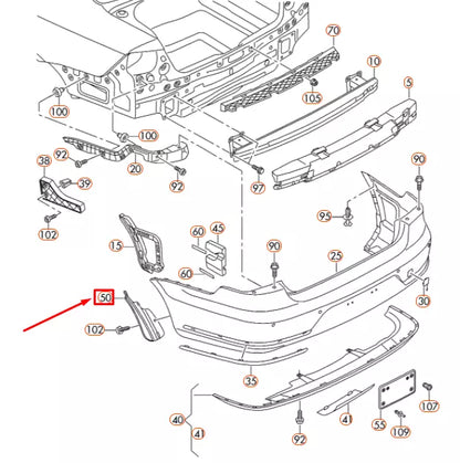 NEW VOLKSWAGEN PASSAT B7 REAR BUMPER LEFT WHEEL COVER TRIM 3AA807837B