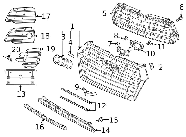 NEW AUDI Q5 FY FRONT BUMPER LICENSE PLATE HOLDER 80A807285M9B9