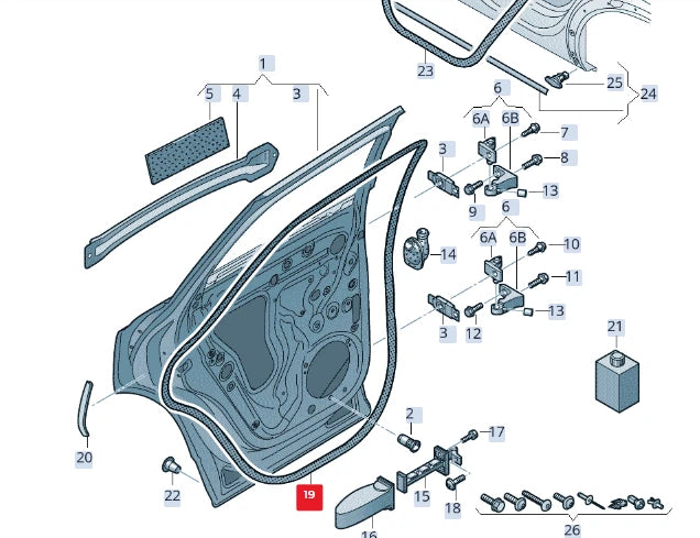 NEW AUDI Q3 8U REAR RIGHT DOOR SEAL RUBBER 8U0839912B