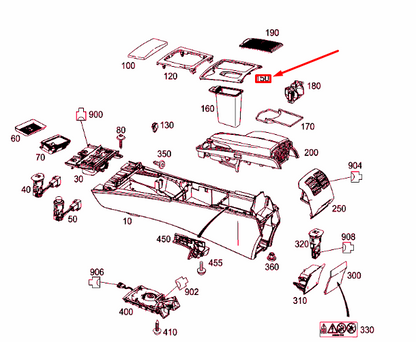 NEW MB C W204 CENTRE CONSOLE STOWAGE TRAY COVER LHD A20468048089H44 ORIGINAL