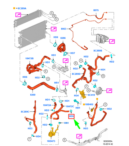 new ford mondeo mk5 heater water hose clamp w527358-s444 5201982 original
